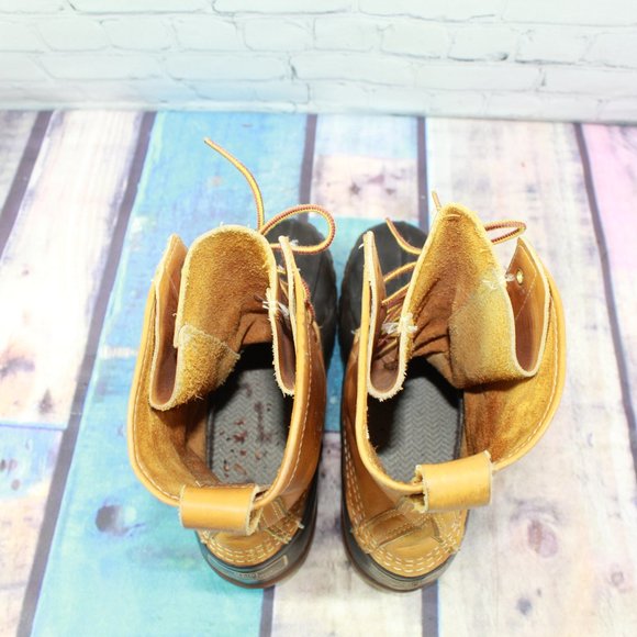 Vintage LL Bean Maine Hunting Leather Brown Unlined Shoe Duck Boots L 9 - Picture 6 of 9